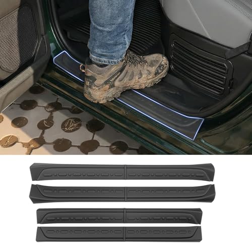 Door Sill Guard Fits for 2022-2026 Toyota Tundra Door Entry Protector CrewMax Door Sill Cover Compatible with Tundra Accessories Anti-Slip Front & Rear 4PCS - size: For Tundra 2022-2026