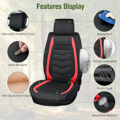 Nilight Car Seat Covers Compatible with 2008-2024 Tundra Waterproof Wear-Resistant Faux Leather Anti Slip Cushion Set (2 PCS Front Seats Cover) - color: Front Sets 2 Seat, style: Toyota Tundra 2008-2024