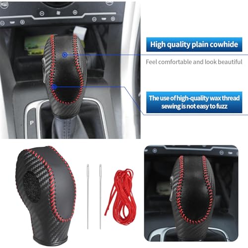 EATAKWARD PU Carbon Fiber Gear Shift Knob Cover Fit for Ford Focus (2012-2016), Fiesta (2014-2016), Fusion S, SE (2013-2016) - style: Type B