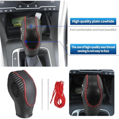 EATAKWARD PU Carbon Fiber Gear Shift Knob Cover Fit for Ford Focus (2012-2016), Fiesta (2014-2016), Fusion S, SE (2013-2016) - style: Type B