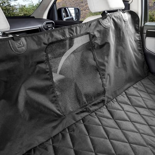 4Knines Dog Hammock for Cars, SUVs, and Small Trucks with Mesh Window (Regular, Black) – Rear Seat Cover for 60/40 Split Bench w/Armrest & Seatbelt Access – Heavy Duty, Waterproof, Easy to Install - color: Black