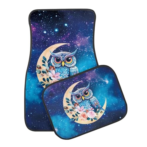 Moon Owl Blue Galaxy Automotive Floor Mats Front and Rear Car Mat Carpet Set 4 Pcs Fit for SUV,Vans,sedans,Trucks - color: Moon Owl Blue Galaxy