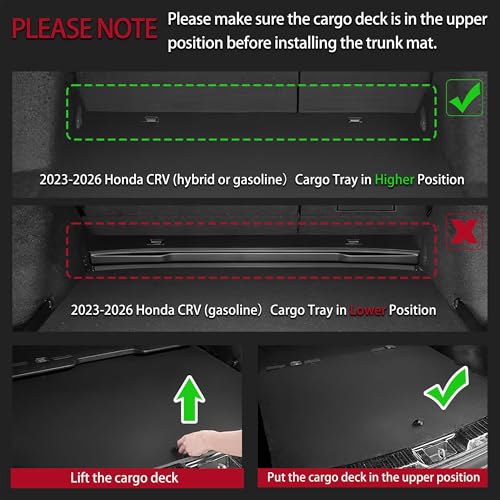 KARPAL Floor Mats for Honda CRV 2023 2024 2025 2026 (Include Hybrid), All Weather Protection TPE Floor Liners Accessories Car Mats, Front & 2nd Row & Trunk Mat (Upper Position)