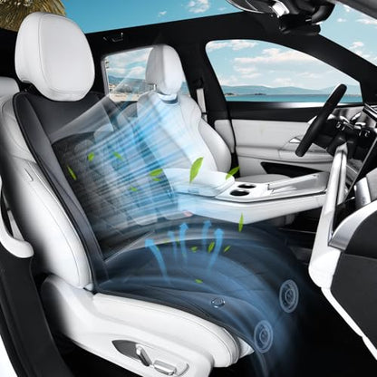 FLORICH Cooling Car Seat Cover, Ventilated Seat Cushion Cooling Car Seat Pad for Summer Driving with Powerful Turbo Fans Universal Fit for Car SUV Truck Van-Light Black - color: Light Black