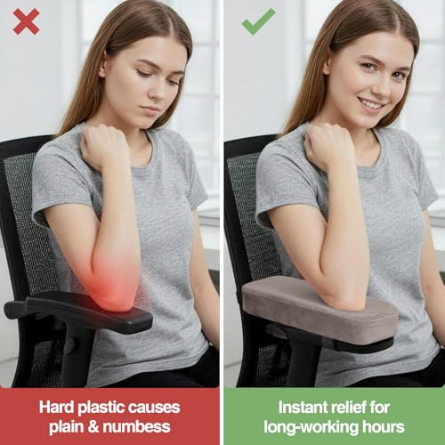 Smiry Ergonomic Office Chair Armrest Pads, Memory Foam Arm Rest Covers, Non-Slip Armrest Cushion with Adjustable Buckles and Straps, Elbow Relief for Desk, Gaming & Wheelchair (Taupe, Set of 2) - color: Taupe