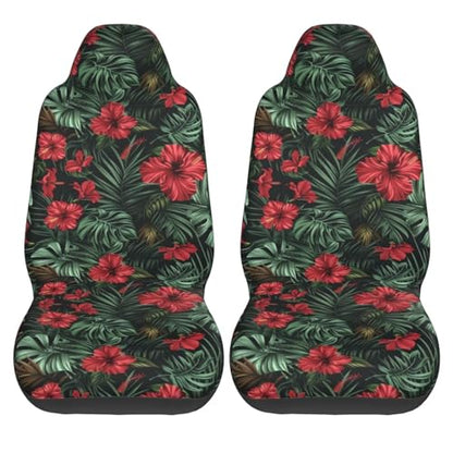 Red Hibiscus Car Seat Cover Bucket Seat Cushion Front Auto Seat Cover Car Bucket Seats Protector Covers Universal fit for SUV Sedan Van Aloha Palm Leaf Monstera Car Accessories - color: Red Hibiscus