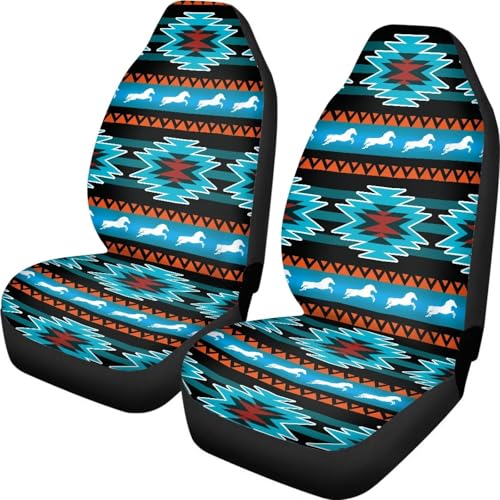 Automotive Seat Covers Aztec Print Seat Cover for Front Seats Only Universal fit for Cars, SUVs, Trucks Southwest Turquoise Indian Geometry Car Accessories Saddles Blanket Seat Protector - color: Aztec