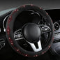Bling Steering Wheel Cover for Women - Sparkly Crystal Rhinestones on Soft Plush with Checkered Design, Anti-Slip, Universal 15 Inch Car Wheel Protector, Cute Diamond Auto Accessories - color: red diamond +black