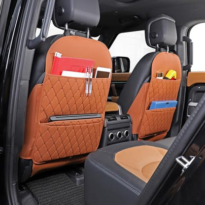TAIKOO Seat Back Protector,Shields Seat Backs from Kicks and Adds Storage | kick mats back seat protector easy to install and clean, well-crafted, sturdy, durable and stylish.2 Pack - color: Style A-Brown