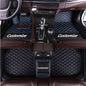 Custom Making Car Floor Mats for 97.5% Car Model Luxury Leather All Weather Waterproof Anti-Skid Full Coverage Liners (Black Blue line) - color: Black Blue line