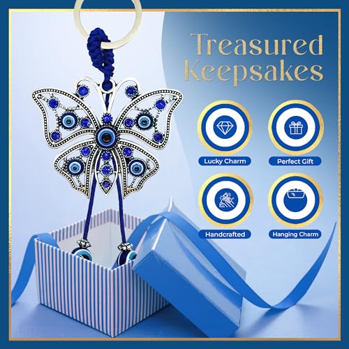 LUCKBOOSTIUM Evil Eye Animal Keychain & Protection, Evil Eye Car Hanging Ornament, Rear View Mirror Accessories, Home Decor