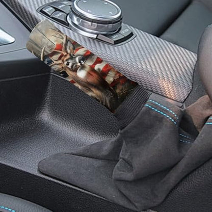 Bulopur Car Shifter Gear Hand Brake Trim Cover Set for Most Cars Van SUV Sedan Truck Auto Accessories - color: American Flag Deer