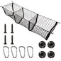 Heavy Duty Mesh Cargo Net, 3 Pocket Trunk Bed Storage Organizer Compatible for SUV, Car, Pickup Truck Bed, Etc.with 4 Metal Hooks (11.8×11.8×47.3 Inch), Black