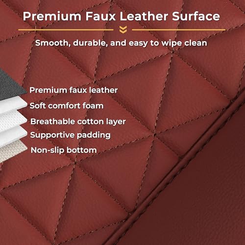 Black Seal 1-Pack Front Car Seat Cover, Faux Leather Seat Bottom Cover with Partial Backrest Protection, Side Wrap Design, Universal Fit for Most Cars, SUVs, Trucks, Vans (Burgundy) - color: Single-Burgundy