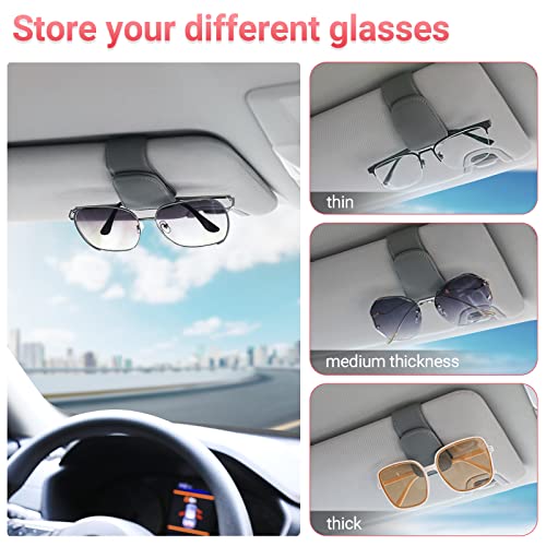 Sunglass Holder for Car Visor Sunglasses Clip Magnetic Leather Glasses Eyeglass Holder Interior Car Accessories for Woman Man - 2 Packs Gray - color: Gray