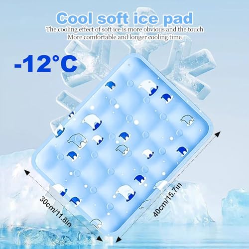JoanofArc Cooling Pad, Cooling Seat Cushion, Cool Ice Pillows Cushions, Reusable ICES Mat, No Condensation, Foldable & Portable Chair Cushions for Office, Camping, Bed, Car 30CM × 40CM