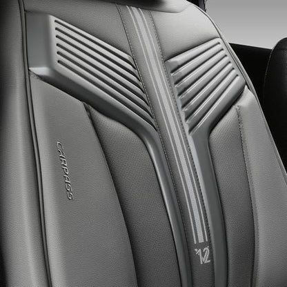 CAR PASS Nappa Leather Seat Covers, Breathable Waterproof Car Seat Covers Full Set, Luxury Leather Front and Back Seats Full Coverage, Universal Fit SUV Pick-up Truck Sedan Automotive(Gray) - color: Gray, size: Full Set Full Coverage