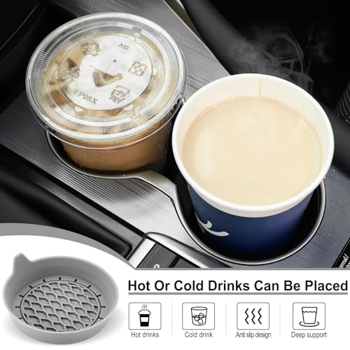 SINGARO Car Cup Holder Coaster, Silicone Cup Holder Insert, Universal Non-Slip Cup Holders, Car Accessories Interior for Women and Man 4 Pack Gray - color: Gray