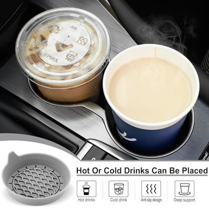 SINGARO Car Cup Holder Coaster, Silicone Cup Holder Insert, Universal Non-Slip Cup Holders, Car Accessories Interior for Women and Man 4 Pack Gray - color: Gray