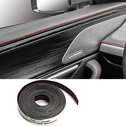 13.12FT(4M) Automobile interior trim strip leather decorative line,Universal Car Imitation car interior leather stitching line,DIY Flexible Strip Garnish Accessory [Red Line]
