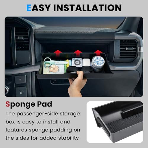 Glove Box Organizer Compatible with 2022-2026 Ford F150 STX XL/2023-2025 Lightning Pro/2025 Lightning XLT Passenger Side Glove Box Insert Storage Tray Interior Accessories