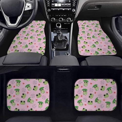 Frog Donut Pink Car Floor Mats Front & Rear Car Mats Universal Fit for SUV,Vans,sedans, Trucks,Set of 4pcs Car Carpet - color: Frog Donut Pink