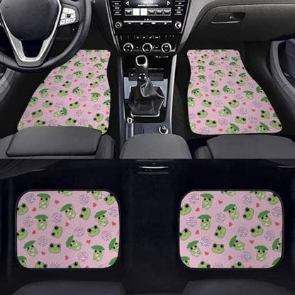 Frog Donut Pink Car Floor Mats Front & Rear Car Mats Universal Fit for SUV,Vans,sedans, Trucks,Set of 4pcs Car Carpet - color: Frog Donut Pink