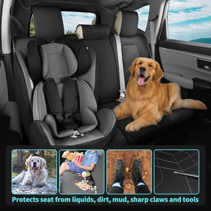for Honda CRV Seat Covers Custom Fit 2017-2022 EXL EX LX Sport,Touring,Hybrid - Luxury Waterproof Leather Car Seat Covers Full Set - BlackGrey
