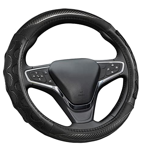 GIANT PANDA Steering Wheel Cover for Chevy Silverado - Car Steering Wheel Cover for Chevrolet Colorado Tahoe - Gray - color: A-Black+Gray