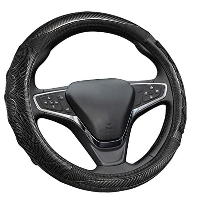 GIANT PANDA Steering Wheel Cover for Chevy Silverado - Car Steering Wheel Cover for Chevrolet Colorado Tahoe - Gray - color: A-Black+Gray