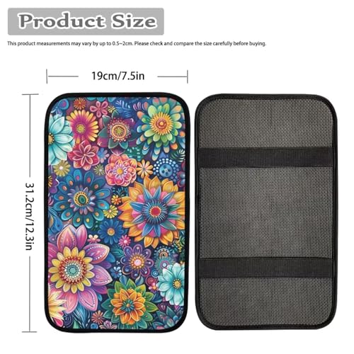 Boho Blossom Print Arm Rest Cover for Car Center Console Cushion Pad for SUV,Soft Armrest Pads - color: Boho Blossom