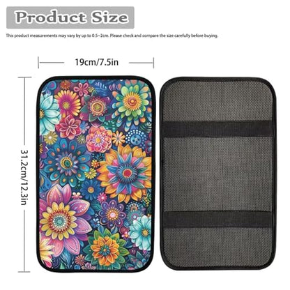 Boho Blossom Print Arm Rest Cover for Car Center Console Cushion Pad for SUV,Soft Armrest Pads - color: Boho Blossom