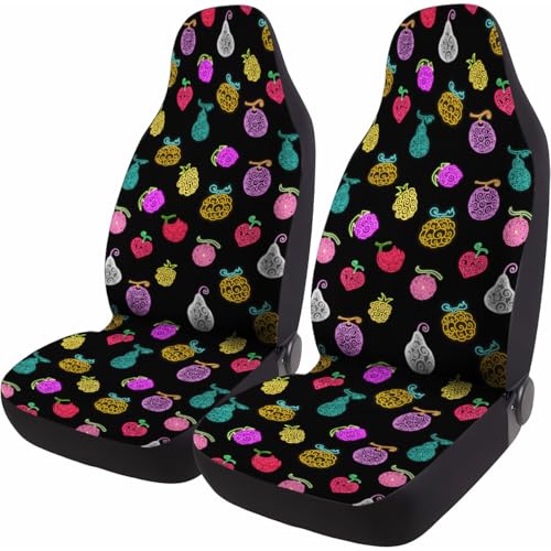 Power Fruit Car Seat Covers Set of 2, Breathable Front Seat Covers for Truck Sedan SUV, Anime Car Accessories, Anime Gift for Women Men - color: Anime Power Fruit