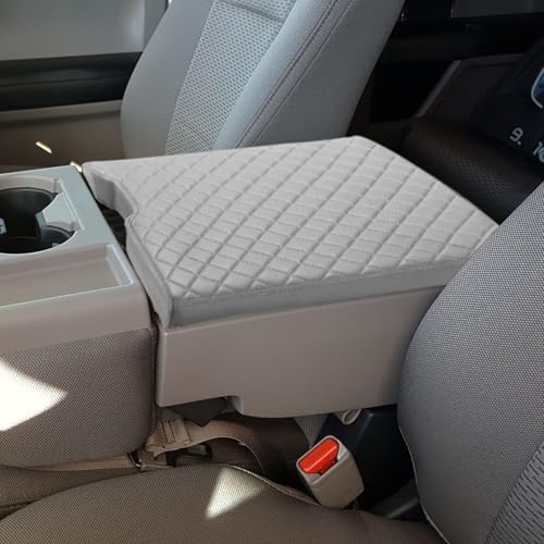 Zxiaochun Center Console Cover for Ford F150 2015-2026 & F250 F350 F450 2017-2026 Leather Arm Rest Box Lid Middle Console Armrest Protective Cover Accessories(40/20/40 Jump Seat Console Only)(Gray) - color: Gray