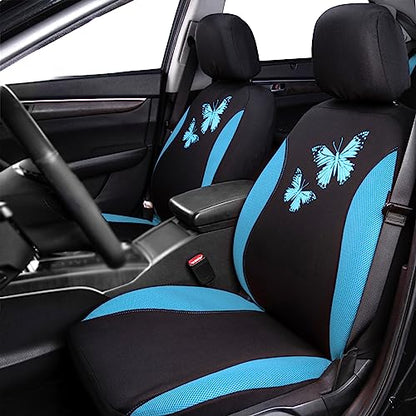 Flying Banner Butterfly car seat Covers ful Set Fashion Universal Lady Woman Female Rear Bench Split Colorized (Full Set, Mint Blue) - color: Mint Blue, size: Full set