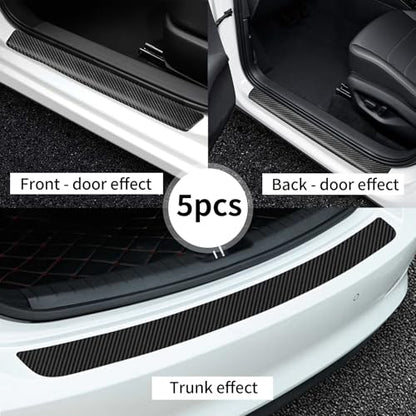 Door Sill Protector, Carbon Fiber Texture Waterproof Scratch Resistant Car Door Protector, Enhances Vehicle Aesthetics, Car Door Sills and Car Trim, Universal Fit for All Vehicle Models (10PCS)