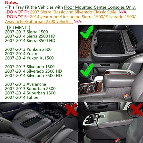 Center Console Organizer Tray Compatible with GMC Sierra 1500 Chevy Silverado Suburban 2500 Avalanche 07-13 Accessory 07-14 Sierra 2500 3500 Yukon Silverado 2500 3500 Suburban 1500 Tahoe, Red - color: Red