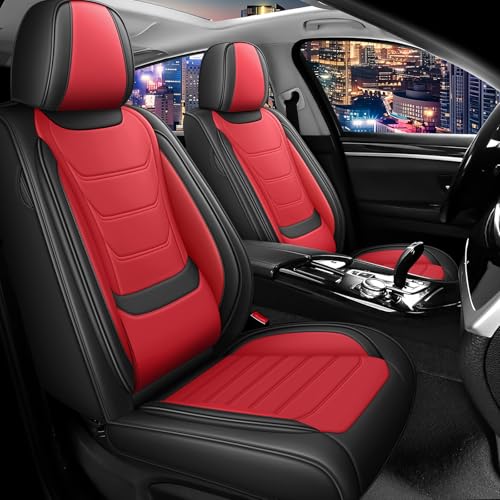 Car Seat Cover Full Set for Mercedes Benz GLA 250 Seat Covers 2017-2025, Nappa Leather Waterproof Seat Covers For Cars, Airbag Safe, Universal Automotive Seat Covers(Standard Front Row/Black Red) - color: Black&Red, size: Front Row Standard
