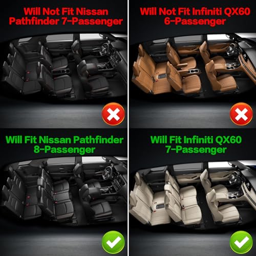 FREEMOTOR802 Compatible with 2022-2025 Infiniti QX60 7 Seats & Nissan Pathfinder 8 Seats Floor Mats, 3D Molded Carpets 1st 2nd Row Protection 4PC Black TPE All Weather Liner Protector Cover - size: For Infiniti QX60 7 Seats 2022-2025