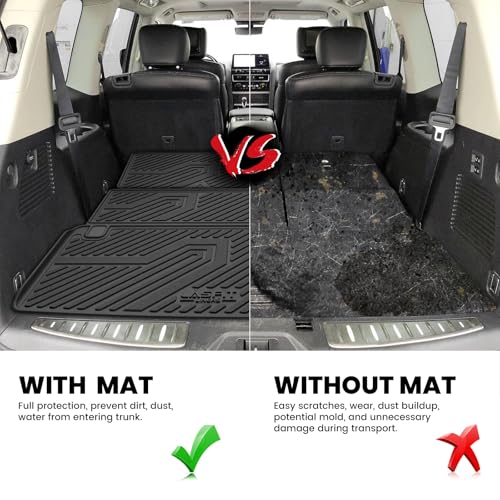 LASFIT Cargo Mat & Backrest Mats for Nissan Armada/Infiniti QX80 2019-2024, All Weather TPE Custom Fit Easy Clean Durable No-Curling Trunk Mat for Armada & QX80, Black - size: 1)For Nissan Armada & QX80 | 2017-2024 | Cargo