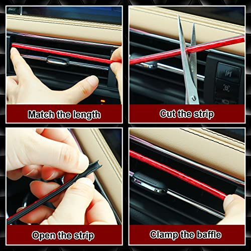 Frienda 28 Pcs Car Interior Accessories Including 20 Pcs Car Air Conditioner Decoration Strip 4 Non Slip Silicone Car Cup Coaster 4 Car Tire Valve Stem Caps for Most Cars SUVs Trucks(Red)