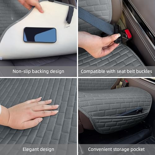 Linen Car Seat Covers Front Seat Covers - 2 PCS Durable & Non-Slip Breathable Cloth Fabric Car Seat Protector, Universal Fit for Most Automotive, Vans, SUVs, Trucks - Dark Gray - color: Dark Gray with Backrests 2 Pcs