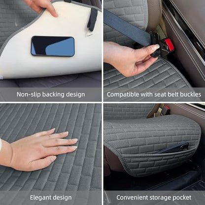 Linen Car Seat Covers Front Seat Covers - 2 PCS Durable & Non-Slip Breathable Cloth Fabric Car Seat Protector, Universal Fit for Most Automotive, Vans, SUVs, Trucks - Dark Gray - color: Dark Gray with Backrests 2 Pcs