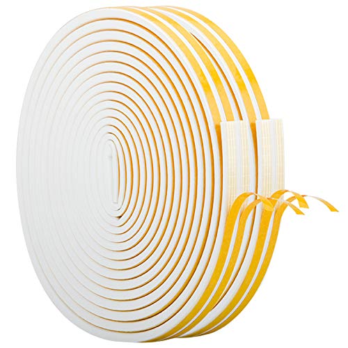 CloudBuyer Door Weather Stripping, Soundproof Insulation Seal Strip for Windows with Self-Adhesive Protection (White, 66Ft) - color: White, size: 66Ft