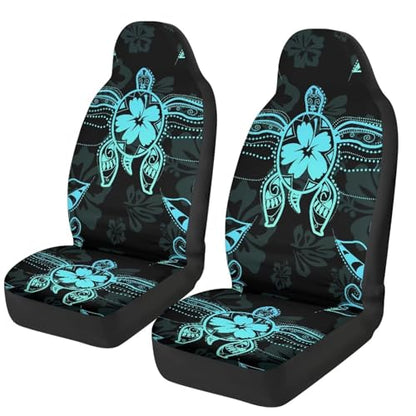 Blue Sea Turtle Front Car Seat Cover Hibiscus Car Seat Covers Front Seats Set of 2 Removable Automotive Accessories Anti-Slip Back Fabric for Most Cars Sedans SUVs - color: Blue Sea Turtle Hibiscus