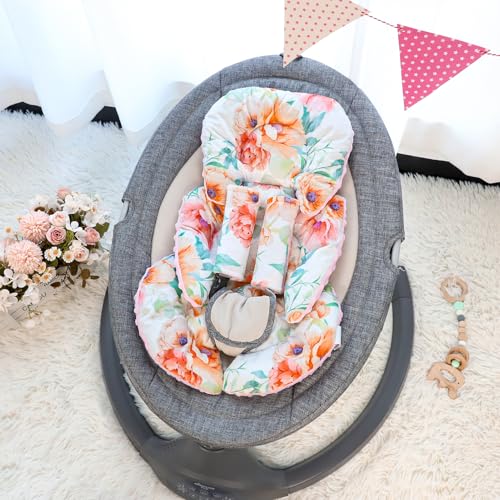 GFU Infant Stroller mat, Fits for Stroller, Swing, Flowers - color: Pink Flowers