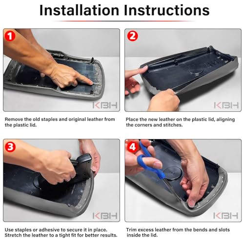 KBH Center Console Armrest Cover Replacement for Toyota Camry 2012 2013 2014 2015 2016 2017, Vinyl Leather, Car Arm Rest Replace Skin Upholstery, Ash Gray (Leather Part Only) - color: Ash Gray, size: Camry 2012-2017
