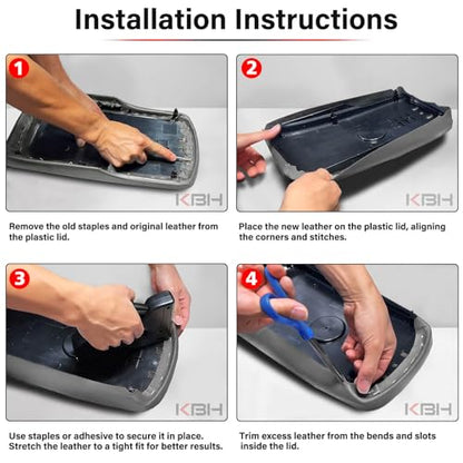 KBH Center Console Armrest Cover Replacement for Toyota Camry 2012 2013 2014 2015 2016 2017, Vinyl Leather, Car Arm Rest Replace Skin Upholstery, Ash Gray (Leather Part Only) - color: Ash Gray, size: Camry 2012-2017