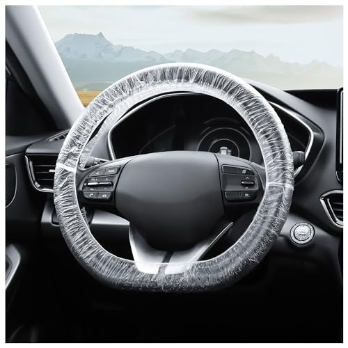 100PCS Disposable Steering Wheel Covers,Disposable Steering Wheel Protector with Elastic for Avoiding Scuffs & Scratches,Universal Car Steering Wheel Cover Car Accessories - color: 100PCS