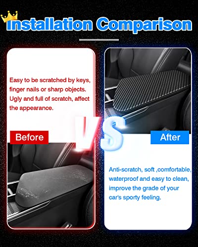 Autorder Center Console Cover for Kia EV6 2022-2026 Accessories Carbon Fiber Armrest Cover Anti-Scratch Middle Console Pad Leather Armrest Protector - size: 2022-2026 Kia EV6